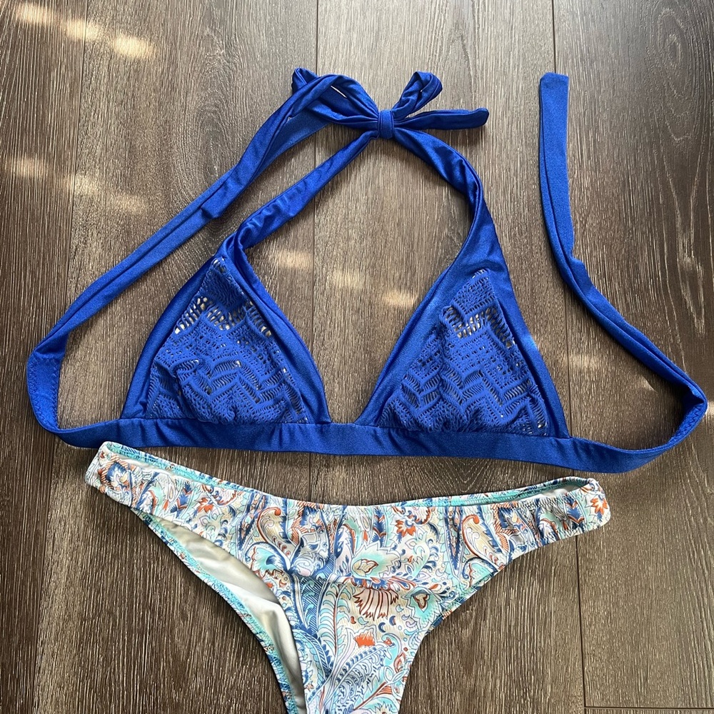 Victoria's Secret Blue Bikini Set with Triangle Top